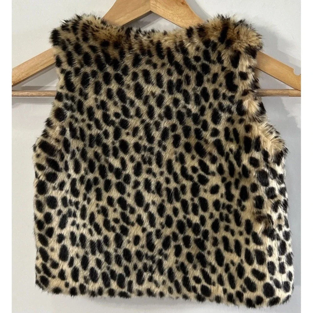 Girls J. Crew Crewcuts Animal Print Faux-Fur Vest Gilet - Size Small